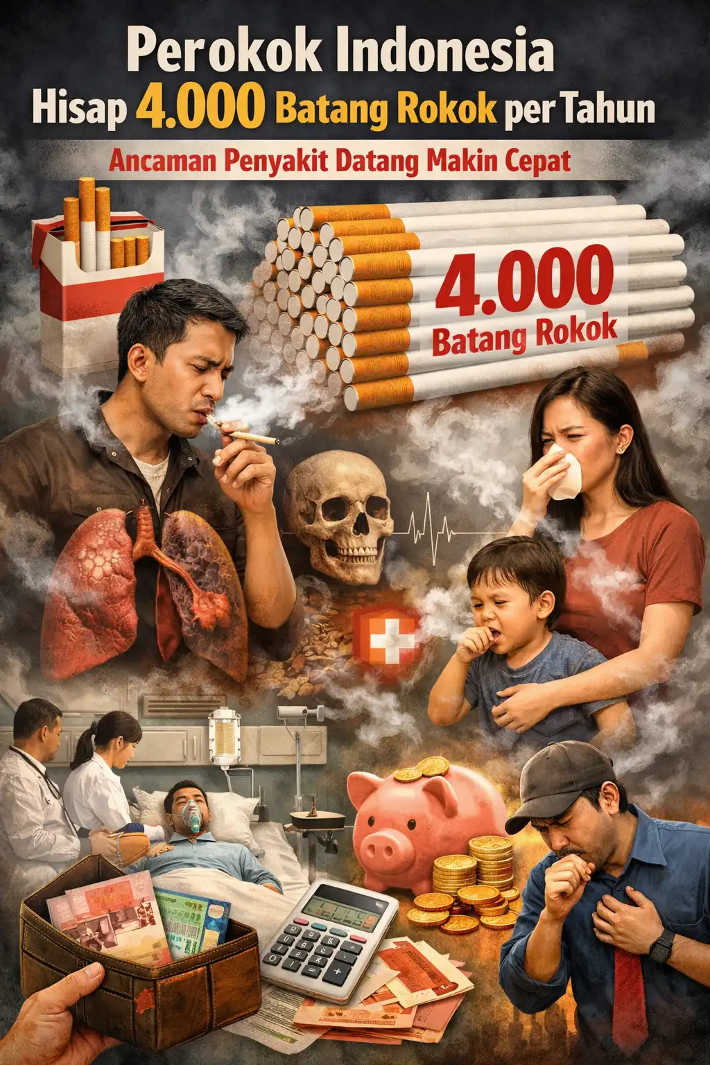 Read more about the article Perokok Indonesia Hisap Hingga 4.000 Batang Rokok per Tahun, Ancaman Penyakit Datang Makin Cepat